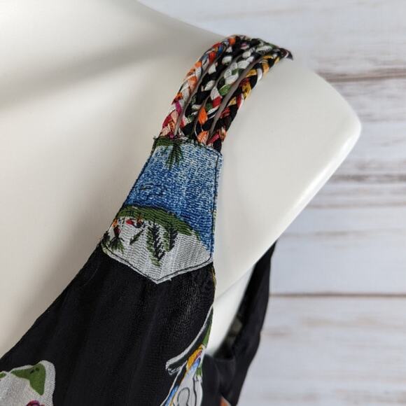 Forever 21 Japanese Garden Print Flower V Neck Mini Dress Sz Small - Picture 4 of 9